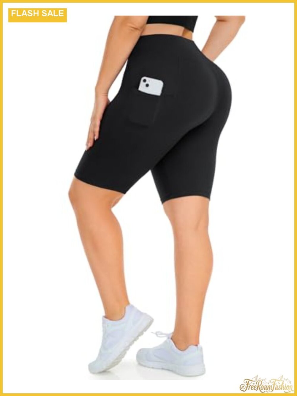 Plus Size Biker Shorts with Pockets High Waisted Tummy Control Yoga Shorts